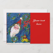 サンタ、HOLLYBERRY CRONS、CHRISTMASパーティーレッドブルー 招待状 (裏面)