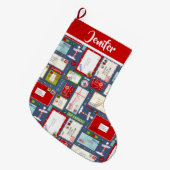 サンタ・Lクリスマスへの子供向け手紙 ラージクリスマスストッキング (正面 (吊り時))