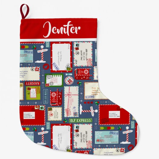サンタ・Lクリスマスへの子供向け手紙 ラージクリスマスストッキング (正面)
