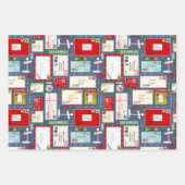 サンタ・Lクリスマスパターンへのキッズレター ラッピングペーパーシート (正面)