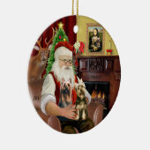サンタ – Silky Teriers (TWO) セラミックオーナメント (右)