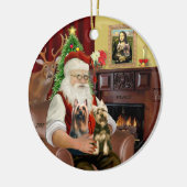 サンタ – Silky Teriers (TWO) セラミックオーナメント (左)