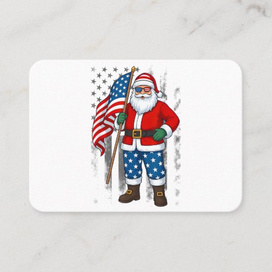 サンタ USA アメリカ国旗 クリスマス イン ジュライ ハッピー4日 名刺 (正面)