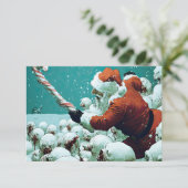 サンタ vs ゾンビ雪だるま フラット グリーティング カード (スタンド正面)