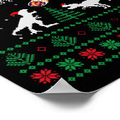 サンタaa恐竜 クリスマス ださいセーター  ポスター (角)