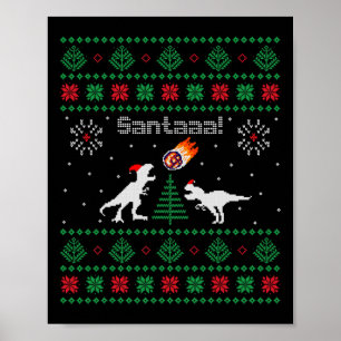 サンタaa恐竜 クリスマス ださいセーター  ポスター
