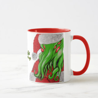 サンタCthulhu Yuletideの挨拶のマグ マグカップ