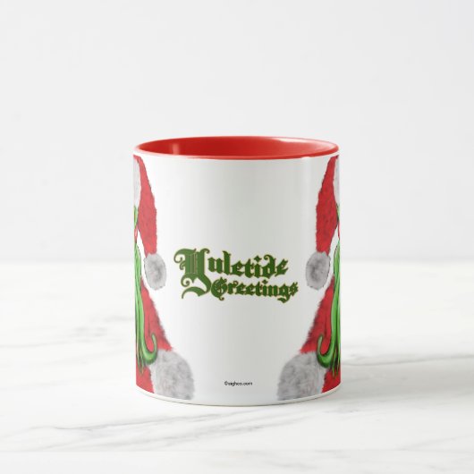 サンタCthulhu Yuletideの挨拶のマグ マグカップ (中央)