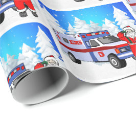 サンタEMS救急車クリスマス ラッピングペーパー