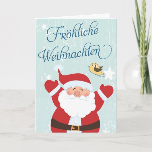 サンタFröhliche Weihnachtenのクリスマスカード シーズンカード (正面)