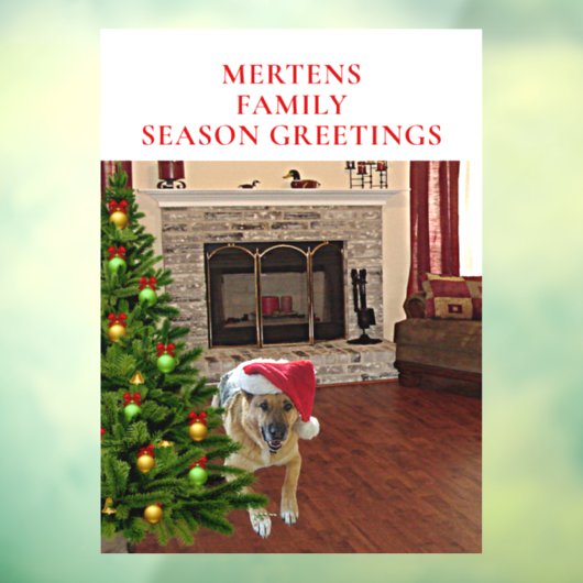 サンタGSDドッグクリスマスツリーホームストアビニール8x11 ウィンドウサイン (シート3)