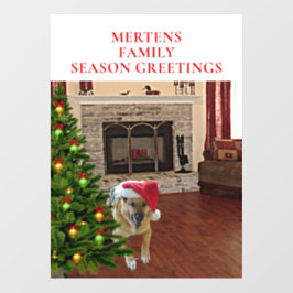 サンタGSDドッグクリスマスツリーホームストアビニール8x11 ウィンドウサイン