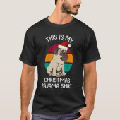 サンタHを着た私のクリスマスPj Pug犬 Tシャツ (正面)