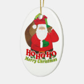 サンタHO HO RED green & whiteオーナメント セラミックオーナメント (左)