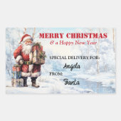 サンタin冬ワンダーランドかわいいカラフル 長方形シール (正面)