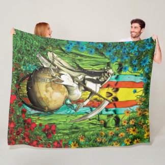 サンタMuerteのタロット-世界 フリースブランケット