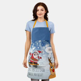 サンタonスケートボードおもしろいトナカイそり冬 エプロン