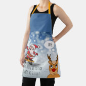 サンタonスケートボードおもしろいトナカイそり冬 エプロン (インサイチュ)
