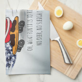 サンタonスケートボードおもしろいトナカイそり冬 キッチンタオル (四つ折り)