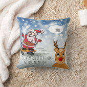 サンタonスケートボードおもしろいトナカイそり冬 クッション (ブランケット)
