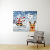 サンタonスケートボードおもしろいトナカイそり冬 タペストリー (インサイチュ(横))