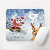 サンタonスケートボードおもしろいトナカイそり冬 マウスパッド (マウス)