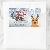 サンタonスケートボードおもしろいトナカイそり冬 長方形シール (バッグ)