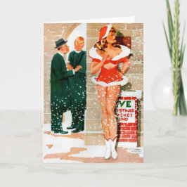 サンタPinの女の子のクリスマスの挨拶状 シーズンカード