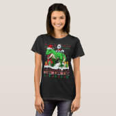 サンタSamoyed乗馬Tレックスクリスマスセーター愛好家 Tシャツ (正面フル)