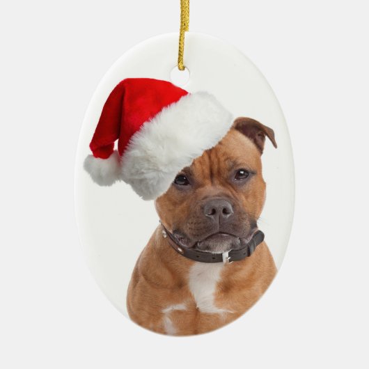サンタStaffieのクリスマスのオーナメント セラミックオーナメント (正面)