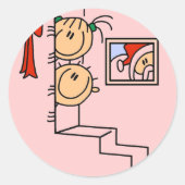 サンタTシャツとギフトをお待ち ラウンドシール (正面)