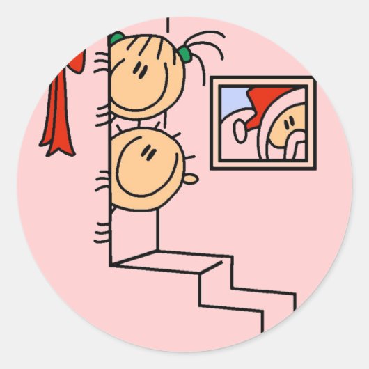 サンタTシャツとギフトをお待ち ラウンドシール (正面)