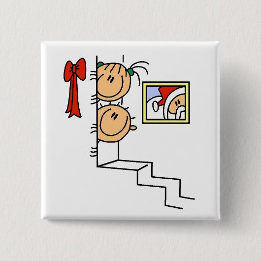 サンタTシャツとギフトをお待ち 缶バッジ (正面)