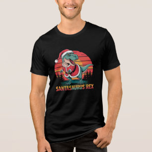 サンタTレックスクリスマスTシャツフェスティバル恐竜おもしろい トライブレンドTシャツ