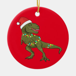 サンタTレックス恐竜のクリスマスクリスマス セラミックオーナメント