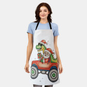 サンタTレックス恐竜モンスタートラッククリスマスクリスマス エプロン (着用した状態)