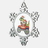 サンタTレックス恐竜モンスタートラッククリスマスクリスマス スノーフレークピューターオーナメント (右)