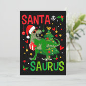サンタTRexキッドのクリスマス恐竜ツリーレックスボーイファム 招待状 (スタンド正面)