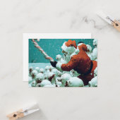 サンタVS雪だるま フラット グリーティング カード (正面/裏面インサイチュ)