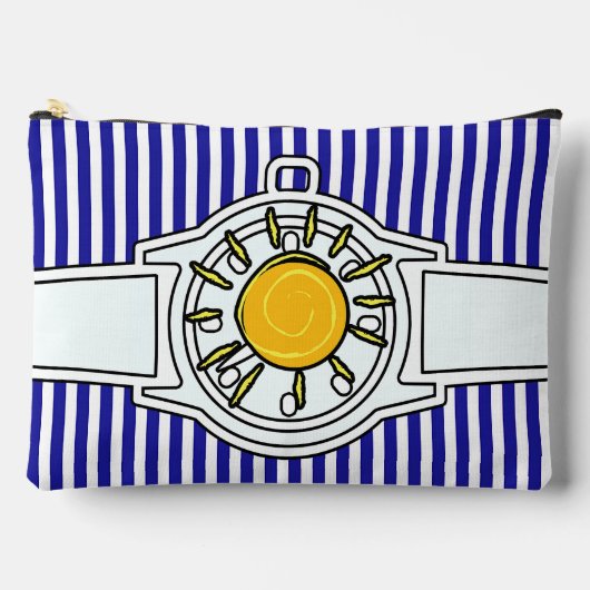 サンダイヤル腕時計ブルーストライプ アクセサリーポーチ (正面)