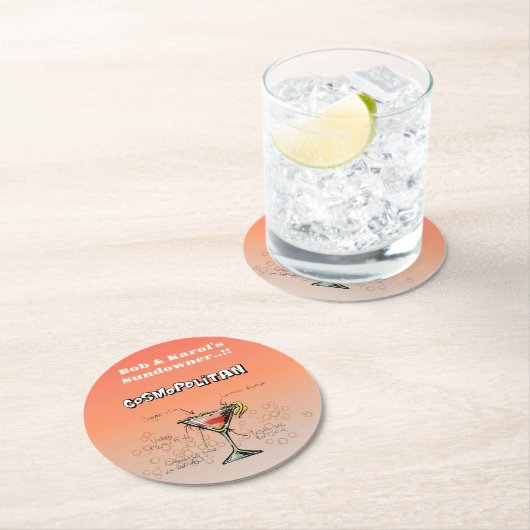 サンダウナーコスモポリタンパーティー ラウンドペーパーコースター (インサイチュ)