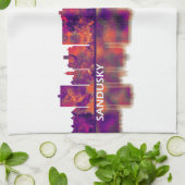 サンダスキーオハイオスカイライン キッチンタオル (折り畳み)