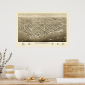 サンダスキーOHパノラママップ – 1883 ポスター (キッチン)