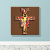 サンダミアーノの十字架、フランシスコ会の十字架。 キャンバスプリント (インサイチュ (ウッドフロア))