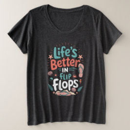 サンダルで過ごすのが最高～楽しいトロピカルビーチ プラスサイズTシャツ