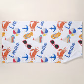 サンダルとサングラス夏の名柄 ビーチタオル (正面)