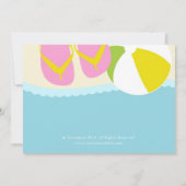 サンダルとビーチボールのビーチパーティー招待状 招待状 (裏面)