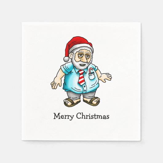 サンダルのサンタからメリークリスマス スタンダードカクテルナプキン (正面)