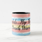 サンダルビーチサンダルビーチ波水色のストライプ ツートーンマグカップ (中央)