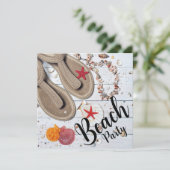 サンダル&シーシェルビーチパーティー誕生日 招待状 (スタンド正面)